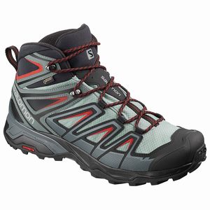 Pánske Turistické Topánky Salomon X ULTRA 3 MID GTX Strieborne/Čierne/Olivovo Zelená,438-20662